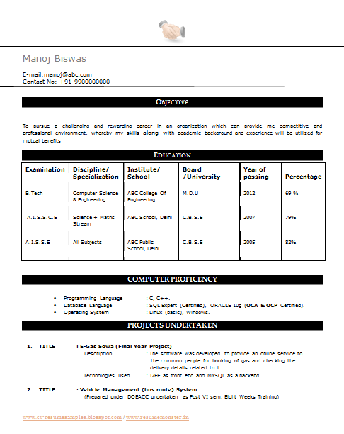 Objective resume computer science student